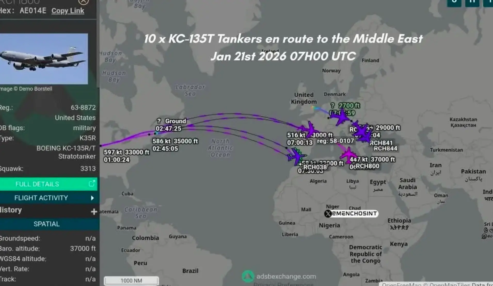 هواپیمای سوخت رسان آمریکا خاورمیانه
