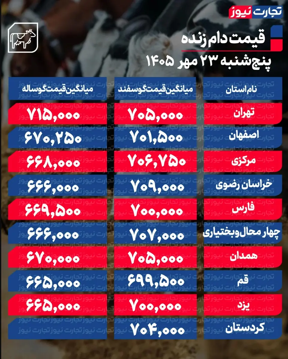 جدول قیمت دام 80