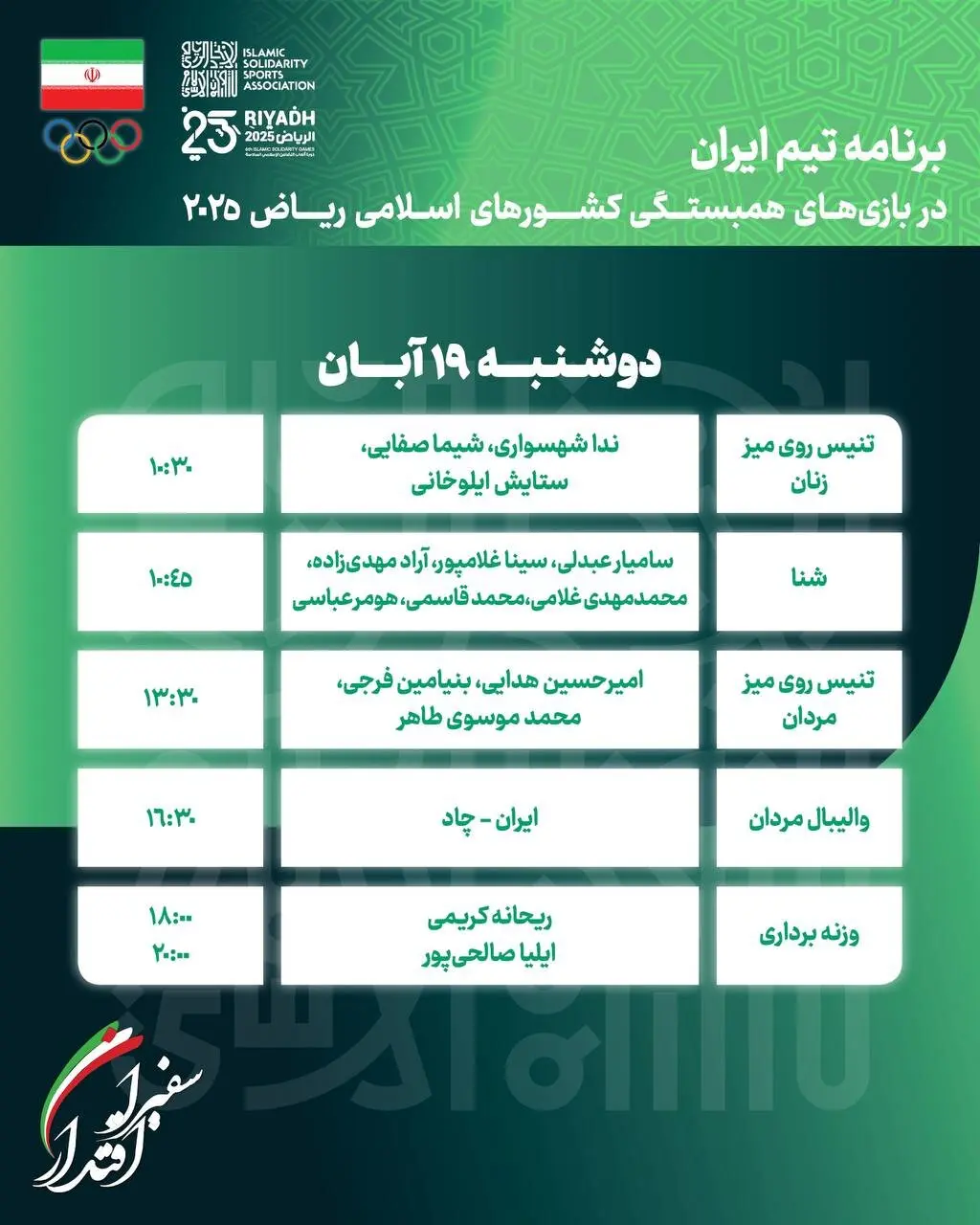 برنامه ایران بازی های کشورهای اسلامی