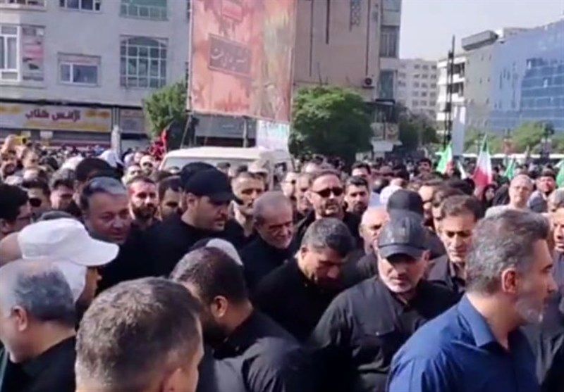 مراسم تشییع پیکر شهدای اقتدار با حضور پزشکیان