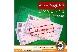 تعلیق یک ماهه چک‌های برگشتی عهده بانک سپه