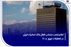 ​اعلام شعب منتخب فعال بانک صادرات ایران در تعطیلات نوروز ۱۴۰۵