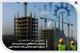 پشتیبانی از اشتغال‌زایی و مسکن در آمار مسئولیت‌های اجتماعی بانک صادرات ایران