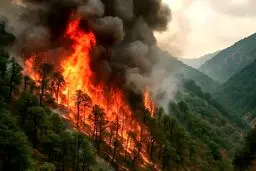 جنگل‌های مرزن‌آباد در آتش می‌سوزند